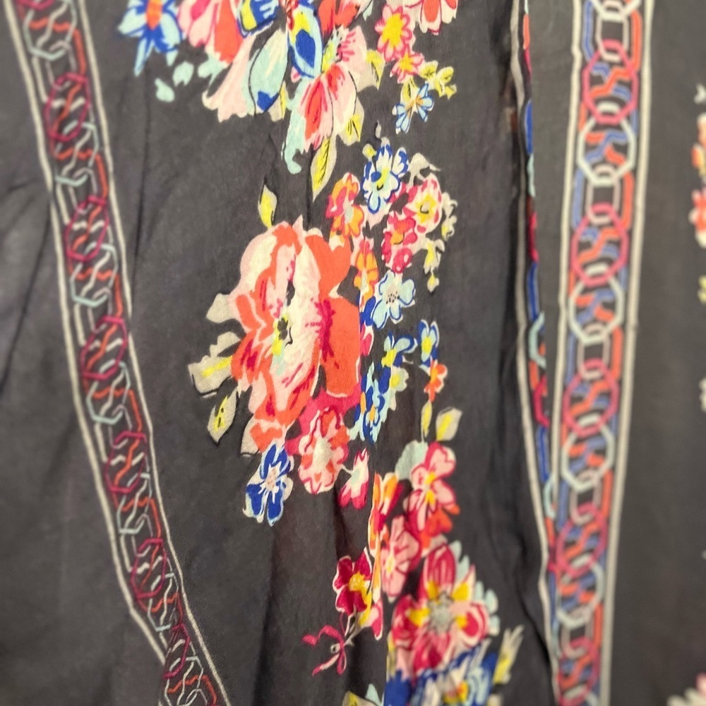 Woven Heart Blue Floral Print Boho Kimono One Size - Picture 4 of 5